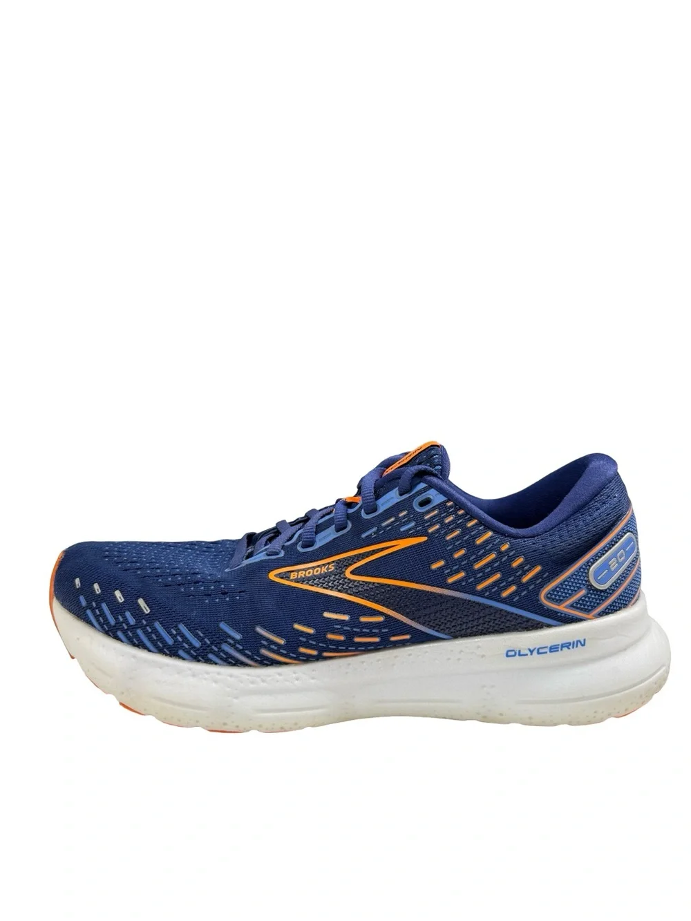 Brooks Glycerin 20 Mens 10 D Blue Orange Cushioned Running Shoes 1103821D444